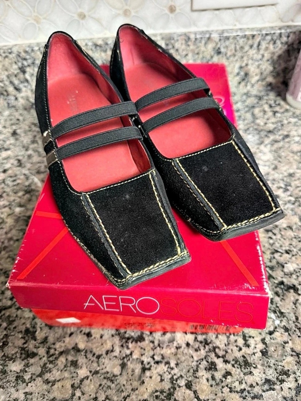 Aerosoles Fine and Dandy Black Suede Flats